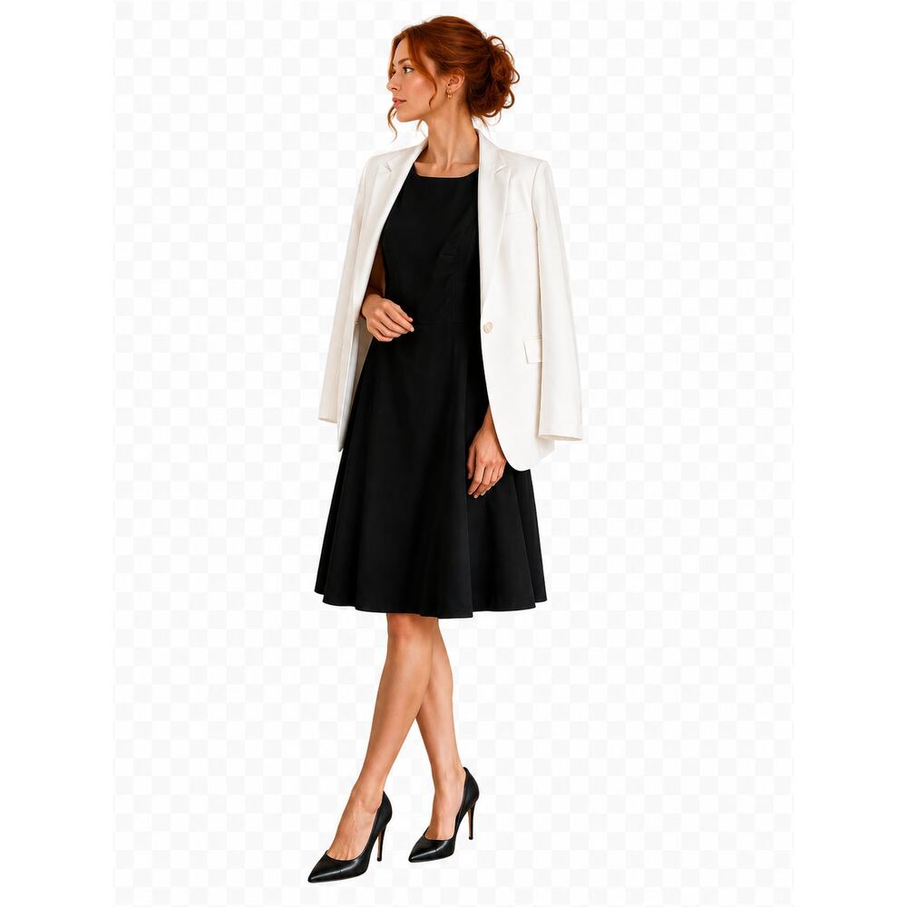LR2207 Merona Black Fit Flare Dress Sleeveless Women’s Size 8 Career Classic